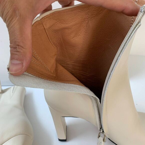 Alias Mae Yolanda Bootie Sz 37EU/6US in Bone Ivory Leather Square Toe - Picture 6 of 12